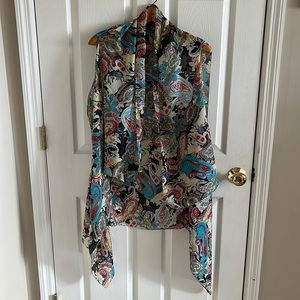 OSFA Bohemian Paisley Print Open Front Poncho Shawl